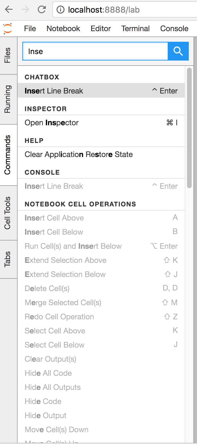 jupyter lab shortcuts